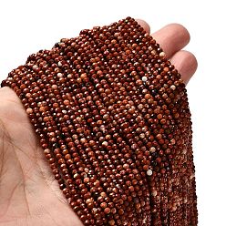 Красный Камень Натуральные красные яшмы бусы пряди, граненые круглые, 3 мм, отверстие : 0.7 мм, около 136~137 шт / нитка, 14.96~15.16'' (38~38.5 см)