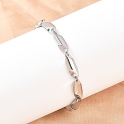 Нержавеющая Сталь Цвет 304 браслеты-цепочки из нержавеющей стали с ромбовидными звеньями для мужчин и женщин, ручная полировка, цвет нержавеющей стали, 8-5/8 дюйм (22 см)