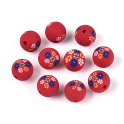 (123L) Белый крем непрозрачный блеск Бусины из полимерной глины , круглые, огнеупорный кирпич, 8 мм, отверстие : 1.6~2 мм