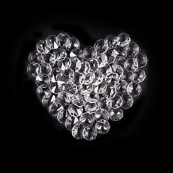 Clear Glass Pendants, Imitation Crystal, Octagon, Faceted, Clear, 14x14x7mm, Hole: 1.5mm, 150pcs/box