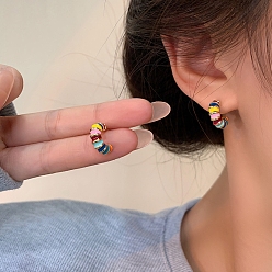 Ring Серьга из сплава, с серебряной булавкой и эмалью, кольцо, 22x22 мм