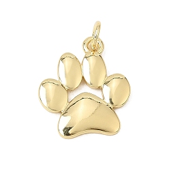 Real 18K Gold Plated Brass Pendants, Paw Print Charms, Long-Lasting Plated, Rack Plating, Lead Free & Cadmium Free, Real 18K Gold Plated, 18x15.5x1.5mm, Hole: 3mm