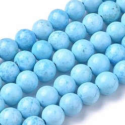 Hemimorphite Assembled Synthetic Hemimorphite and Larimar Beads Strands, Dyed, Round, 8mm, Hole: 1mm, about 53 pcs/Strand, 15.94 inch(40.5 cm)