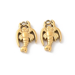 Настоящее золото 18K 304 прелести нержавеющей стали, чары раков, ионное покрытие (ip), реальный 18 k позолоченный, 12x7.5x12 мм, отверстие : 1.2 мм