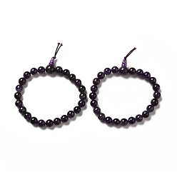 Аметист Эластичный браслет из бисера тыквы из натурального аметиста для женщин, внутренний диаметр: 2-1/4 дюйм (5.7 см)