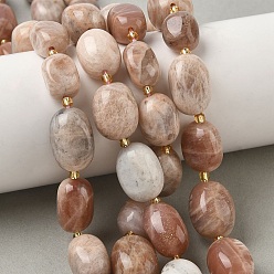 Солнечный Камень Натуральный Sunstone бисер пряди, самородки, упавший камень, с бисером, 12~20x9~15x7~15 мм, отверстие : 1 мм, около 21~24 шт / нитка, 15.35''~15.75'' (39~40 см)