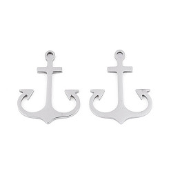 Нержавеющая Сталь Цвет 201 подвески из нержавеющей стали, Якорь прелести, лазерная резка, цвет нержавеющей стали, 18.5x14.5x1 мм, отверстие : 1.4 мм