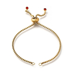 Светло-сиамский Регулируемые 304 браслеты-слайдеры из нержавеющей стали / изготовление браслетов боло, ионное покрытие (ip), с цепочками и стразами, золотые, Light Siam, 9-1/8 дюйм (23.2 см), 2 мм