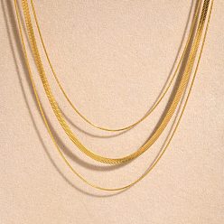 Золотой Нержавеющая сталь 3 многослойные ожерелья, елочка цепи, золотые, 14.57~16.54 дюйм (37~42 см)