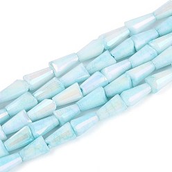 Небесно-голубой Антикоррозийные гальванические стеклянные бусины, имитация драгоценных камней, башня, с покрытием AB цвета, граненые, два тона, голубой, 6.5~8x4~5x4~4.5 мм, отверстие : 0.8 мм, около 50~51 шт / нитка, 14.76~15.08'' (37.5~38.3 см)