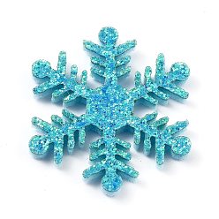 Темно-бирюзовый Снежинка фетр ткань рождественская тема украсить, с блеском золотой порошок, заколки для волос своими руками сделать, темные бирюзовый, 3.6x3.15x0.25 см