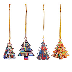 Mixed Shapes 4 сумки 4 стили акриловых подвесных украшений для рождественской елки, автомобильные подвесные украшения, разнообразные, 79.5~89.5x51.5~65x2.5~3 мм, отверстие : 2.3~4.5 мм, 1 сумка / стиль