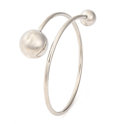 Платина Латунь манжеты браслеты для женщин, без свинца и без кадмия, круглые шарики, платина, внутренний диаметр: 2-5/8 дюйм (6.65 см)