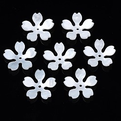Ivoire Des perles en plastique, fleur, blanc crème, 17~17.5x18x3.5mm, Trou: 1.4mm