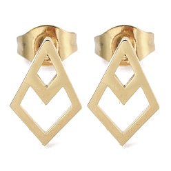 Golden PVD Vacuum Plating 304 Stainless Steel Stud Earrings for Women, Hollow Kite, Golden, 11.5x7.5mm