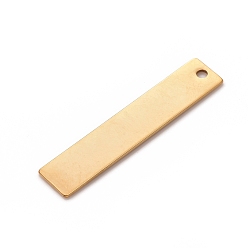 Золотой Ионное покрытие (ip) 304 подвески из нержавеющей стали, пустая бирка с зеркальной полировкой, прямоугольник / бар, золотые, 40x8x0.8 мм, отверстие : 2 мм
