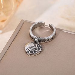 Antik Silber Farbe Retro-Armreif-Manschettenringe, Herz, Antik Silber Farbe, 15~20 mm