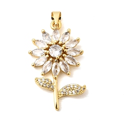 Настоящее золото 18K Латунные микропаве прозрачные подвески с фианитом, долговечный, без кадмия и без свинца, стойки покрытие, , реальный 18 k позолоченный, 29.5x17.5x4.5 мм, отверстие : 4.5x4 мм