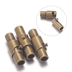 Античная Бронза Латунная фиксирующая трубка магнитные застежки, колонка, античная бронза, 15x4 мм, отверстие : 2.8 мм