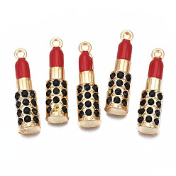 (123L) Белый крем непрозрачный блеск Подвески со стразами из сплава эмали, без кадмия, без никеля и без свинца, губная помада, огнеупорный кирпич, 27.7x7x5 мм, отверстие : 1.6 мм