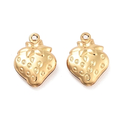 Клубника 316 хирургические подвески из нержавеющей стали, реальный 18 k позолоченный, Очарование серии овощей и фруктов, клубника, 15x11x4 мм, отверстие : 1 мм