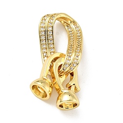 Golden Rack Plating Brass Micro Pave Clear Cubic Zirconia Fold Over Clasps, Cadmium Free & Lead Free, Long-Lasting Plated, Golden, Ring:  19x12x2.5mm, Clasp: 13.5x7.5x6mm, Inner Diameter: 4.3mm
