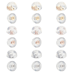 Mixed Color 9Pair 3 Color 925 Sterling Silver Clutch Earring Backs, with Silicone Cover, Flat Round, Mixed Color, 5x3.5mm, Hole: 0.7mm, 3pair/color
