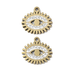 Eye 201 из нержавеющей стали горный хрусталь подвески, с эмалью, реальный 18 k позолоченный, глаз, 13x14x2 мм, отверстие : 1.2 мм