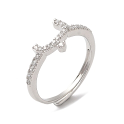 Платина Стойка с покрытием из латуни с кубическим цирконием и арабскими буквами, регулируемые кольца для женщин, без кадмия и без свинца, долговечный, платина, 8.4x10.4 мм, внутренний диаметр: 18.2 мм