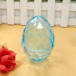 Темно-Голубой Пасхальные пластиковые контейнеры для бус, Подарочная коробка с конфетами, для упаковки свадебной вечеринки, яйцо, глубокое синее небо, 80x55 мм