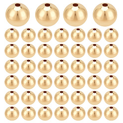 Настоящее золото 18K 40 латунные бусины шт., круглые, реальный 18 k позолоченный, 8 мм, отверстие : 2.5 мм