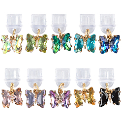 (52) Непрозрачная лаванда 10шт пластиковые мобильные пылезащитные заглушки, бабочка, с латунной стеклянными подвесками, разноцветные, 22 мм, 10 шт / комплект