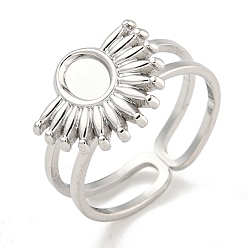 Нержавеющая Сталь Цвет Не тускнеет 304 нержавеющая сталь, открытые манжетные кольца, компоненты, настройка кольца колодки, цвет нержавеющей стали, лоток : 5x4 мм, 5 мм, регулируемый