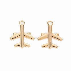 Echt 18 k vergoldet Messing Charme, Nickel frei, Passagierflugzeug, echt 18 k vergoldet, 14x12x2 mm, Bohrung: 1.5 mm