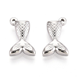 Нержавеющая Сталь Цвет 304 подвески из нержавеющей стали в форме рыбьего хвоста, цвет нержавеющей стали, 18x11x5 мм, отверстие : 0.8 мм