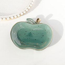 Зеленый Фарфоровый поднос для украшений с яблоками, брелок кольцо блюдо декоративная тарелка, для колец, Серьги, мелкие предметы, зелёные, 75x100 мм