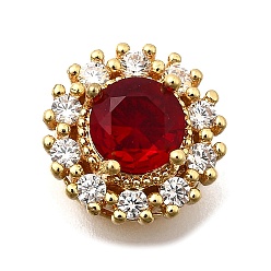 Плоский Круглый Латунные микро проложить кубического циркония многожильных ссылки, реальный 18 k позолоченный, плоско-круглые, 11.5x7 мм, отверстие : 1.2 мм