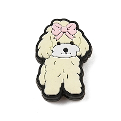 Собака Силиконовые бусины, изготовление ожерелий и браслетов своими руками, мультфильм животное, кремово-белые, собака, 30x20.5x8 мм, отверстие : 3 мм