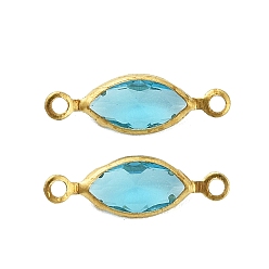 Светло-Голубой Латунные подвески для стеклянных соединителей pave k9, без кадмия и без свинца, ссылки на конский глаз, золотые, Небесно-голубой, 14x4.5x2 мм, отверстие : 1 мм