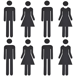 Черный 4 наборы акриловых наклеек для ванной комнаты, знак общественного туалета, для настенной дверной фурнитуры знак, чёрные, 167x62x0.9 мм