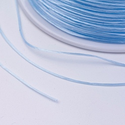 Light Sky Blue Flat Elastic Crystal String, Elastic Beading Thread, for Stretch Bracelet Making, Light Sky Blue, 0.7mm, about 546.8 yards(500m)/roll