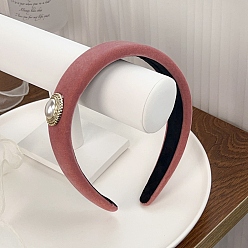 Индийский Красный Ткань ленты для волос, с пластиковой имитационной жемчужиной, Индийская красная, 158x150 мм