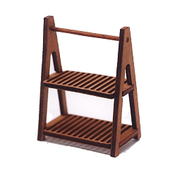 Кокосово-Коричневый Деревянный двухслойный стеллаж для хранения, микропейзажная мебель, аксессуары для кукольного домика, притворяясь опорными украшениями, кокосового коричневый, 42x30x57 мм