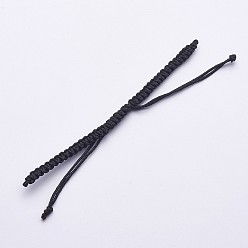 Black Braided Nylon Cord for DIY Bracelet Making, Black, 100~110x5x2mm, Hole: 2~4mm