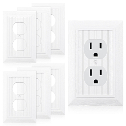 White Plastic Receptacle Outlet Wall Plate, Duplex Electrical Outlet Cover, with Screw, Rectangle, White, 125x80x5mm