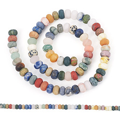 Смешанные камни 1 нити из натуральных смешанных камней, матовые, рондель, смешанные окрашенные и неокрашенные, 8x5 мм, отверстие : 1.4 мм, около 73~75 шт / нитка, 14.96~15.16 дюйм (38~38.5 см)