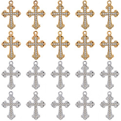 (52) Непрозрачная лаванда 40шт 2 цветной сплав подвески со стразами, УФ-покрытием, крестик, разноцветные, 26.5x17.5x2 мм, отверстие : 1.8 мм, 20 шт / цвет