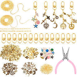 (52) Непрозрачная лаванда Наборы для изготовления подвесок из сплава своими руками и цепочек из латунных скрепок, брелоков и ремней для сумок, разноцветные, 32.5x13x5.5 мм