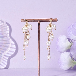 Золотой Круглые серьги-гвоздики с латунным жемчугом, С 304 результатами из нержавеющей стали, золотые, 68 мм