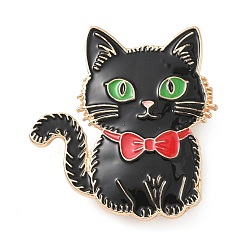 Cat Shape Эмалированные булавки на Хэллоуин, булавки из сплава для лацканов одежды рюкзака, форма кошки, 40.5x37.5 мм